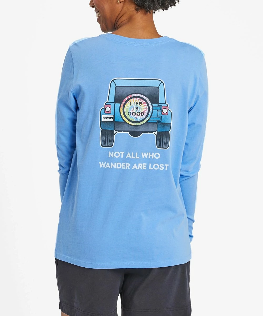 Best Pirce ⌛ Life Is Good® Cornflower Blue 'All Who Wander' Jeep Long-Sleeve Crusher-LITE Tee - Plus 🤩 1 Best Pirce ⌛ Life Is Good® Cornflower Blue 'All Who Wander' Jeep Long-Sleeve Crusher-LITE Tee - Plus 🤩