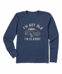 Deals 👏 Life Is Good® Darkest Blue 'I'm Classic' Truck V-Neck Long-Sleeve Top - 👩 Women ✔️