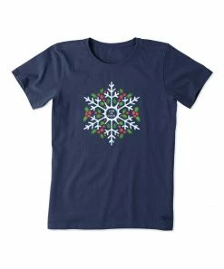 Buy 😍 Life Is Good® Darkest Blue Snowflake Berries Crusher Tee - 👩 Women 😀