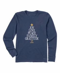 Best Pirce 💯 Life Is Good® Darkest Blue 'Family' Tree V-Neck Long-Sleeve Top - 👩 Women ⭐