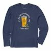 Cheap 😀 Life Is Good® Darkest Blue 'Wonderful Time For A Beer' Long-Sleeve Tee - Men 🎁