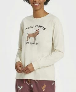 Coupon 😍 Life Is Good® Putty White 'Woofmas' 🦮 Dog Long-Sleeve Tee - 👩 Women 🥰 -Life Is Good®-shop zu109082421 alt 3 tm1663958465