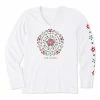 Best deal 😍 Life Is Good® Cloud White & Red Poinsettia Mandala V-Neck Long-Sleeve Top - 👩 Women 😀
