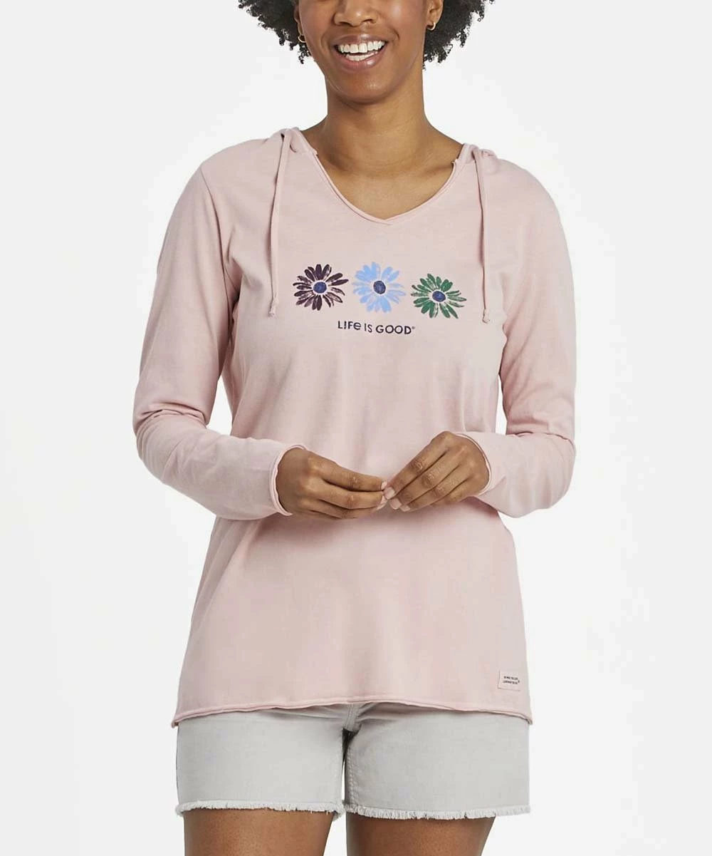 Flash Sale 🥰 Life Is Good® Himalayan Pink 'Life Is Good' Daisy Hooded Long-Sleeve Tee - 👩 Women ✨ 5 Flash Sale 🥰 Life Is Good® Himalayan Pink 'Life Is Good' Daisy Hooded Long-Sleeve Tee - 👩 Women ✨ - Image 5