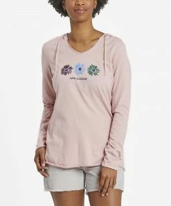 Flash Sale 🥰 Life Is Good® Himalayan Pink 'Life Is Good' Daisy Hooded Long-Sleeve Tee - 👩 Women ✨