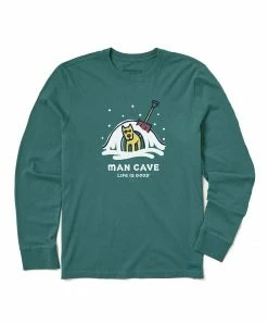 Buy 🎉 Life Is Good® Spruce Green Rocket 'Man Cave' Crusher Long-Sleeve Tee - Men 🌟