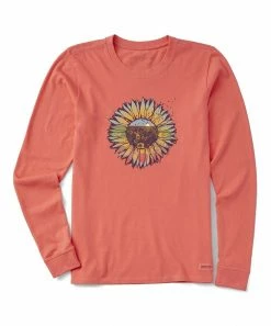 Hot Sale ✨ Life Is Good® Mango Orange Sunflower Long-Sleeve Crewneck Tee - 👩 Women 🥰