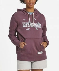 Coupon 😉 Life Is Good® Mahogany Brown 'Life Is Good' Butterfly Hoodie - 👩 Women 😍 -Life Is Good®-shop zu109089592 alt 2 tm1663958283