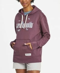 Coupon 😉 Life Is Good® Mahogany Brown 'Life Is Good' Butterfly Hoodie - 👩 Women 😍