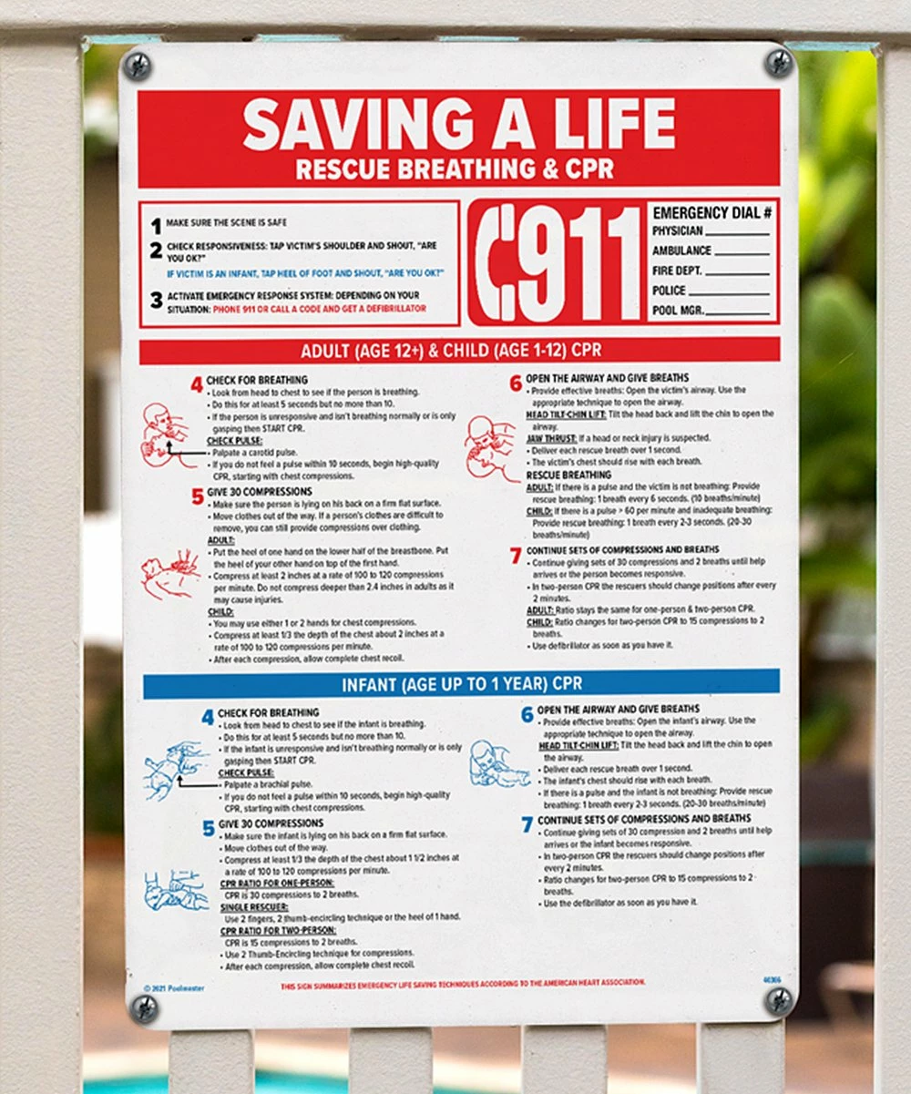 New ✨ Poolmaster 'Saving A Life' Emergency Pool Sign 💯 2 New ✨ Poolmaster 'Saving A Life' Emergency Pool Sign 💯 - Image 2