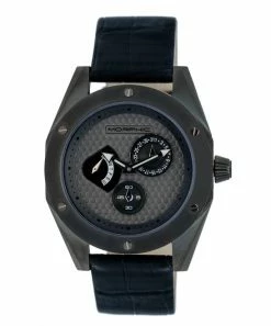 New 😍 Morphic Gunmetal & Charcoal M46 Series Leather-Strap ⌚ Watch 🧨