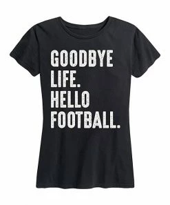 Top 10 🔔 Instant Message 👩 Women's Black 'Goodbye Life, Hello Football' Graphic Tee - 👩 Women & Plus 😉