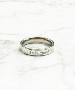 Brand new 🧨 Pink Box Accessories Stainless Steel 'Life Is Good' Ring 🌟
