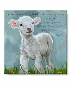 Best deal 😍 Darren Gygi Home Collection Blue 'Good Shepherd' Lamb Giclee Wrapped Canvas ⭐
